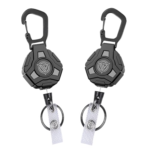 OWLMATE 2er-Pack Einziehbarer Schlüsselanhänger 80 cm Stahlseil Schlüsselanhänger Ausziehbar Strapazierfähiger Schlüsselband mit Karabiner für ID Badge Holder, Kartenhalter, Schlüsselkarten von OWLMATE