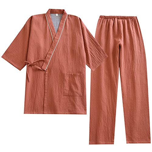 OWLONLINE Damen-Pyjama im japanischen Stil, Gaze-Baumwolle, japanischer Kimono-Anzug, Größe L von OWLONLINE