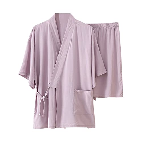 OWLONLINE Damen-Pyjama im japanischen Stil, Übergröße, Kurzarm und Shorts, Anzug, Größe XL Q5 von OWLONLINE