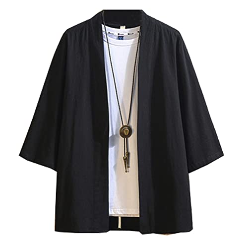 OWLONLINE Dünne chinesische Herren Hanfu Kimono Plus große Jacke # G Größe 4XL von OWLONLINE