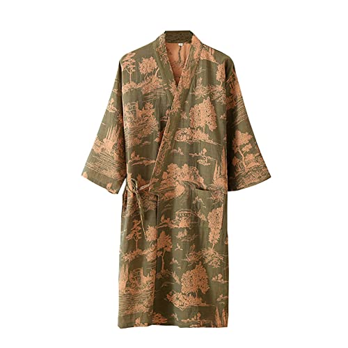 OWLONLINE Herren-Pyjama im japanischen Stil, Gaze-Baumwolle, japanische Kimono-Robe, Größe M, A2 von OWLONLINE