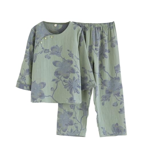 OWLONLINE Jacquard-Gewebe-Pyjama-Set für Damen, Hanfu-japanischer Kimono-Pyjama-Anzug, Größe L – W19 von OWLONLINE