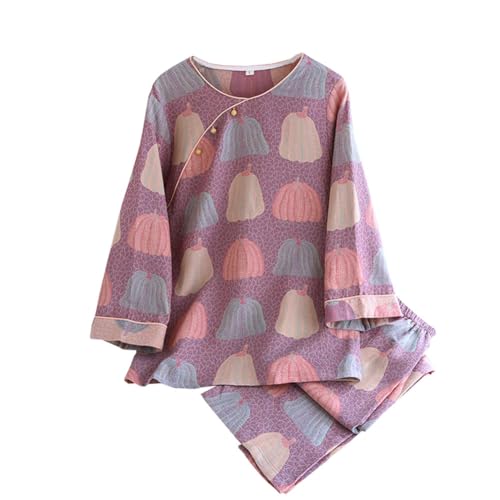 OWLONLINE Jacquard-Gewebe-Pyjama-Set für Damen, Hanfu-japanischer Kimono-Pyjama-Anzug, Größe XL – W6 von OWLONLINE