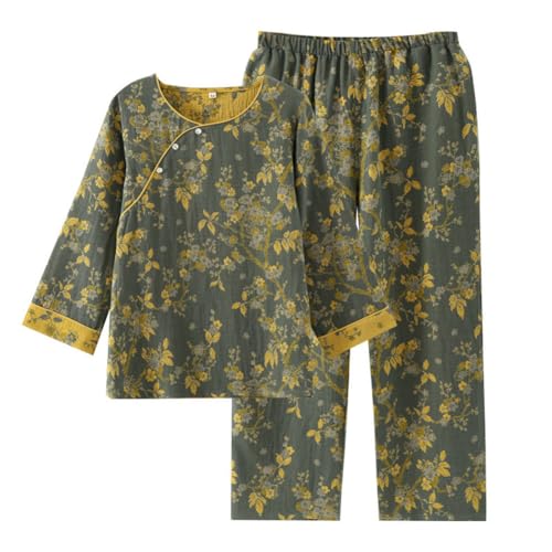 OWLONLINE Jacquard-Web-Pyjama-Set für Damen, Hanfu, japanischer Kimono-Pyjama, Anzug, Größe L – W12 von OWLONLINE