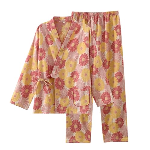 OWLONLINE Jacquard-Web-Pyjama-Set für Damen, Hanfu, japanischer Kimono-Pyjama, Anzug, Größe XL – W10 von OWLONLINE
