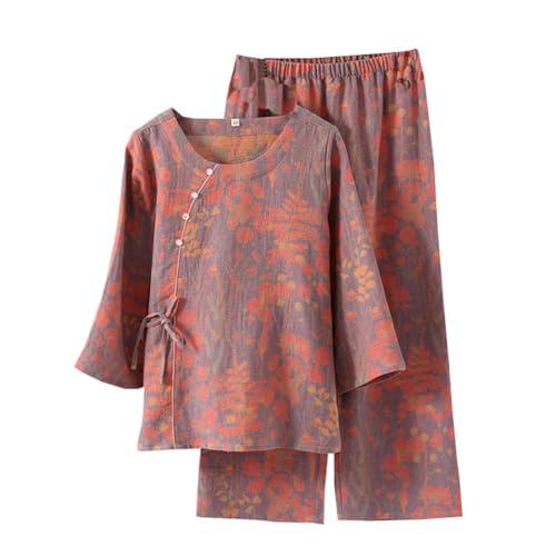 OWLONLINE Jacquard-Web-Pyjama-Set für Damen, Hanfu-japanischer Kimono-Pyjama, Anzug, Größe XL – W16 von OWLONLINE