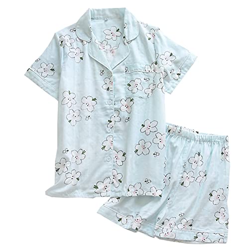 OWLONLINE Japanische Kurzarmhose für Damen mit kurzen Ärmeln Pyjama Yukata Kimono (Größe L, A6) von OWLONLINE