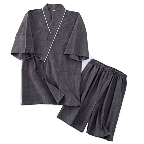 OWLONLINE Japanischer Kimono-Herrenpyjama, kurzärmliges Oberteil und Hose, Nachtwäsche, Pyjama-Set, Größe XL-A15 von OWLONLINE