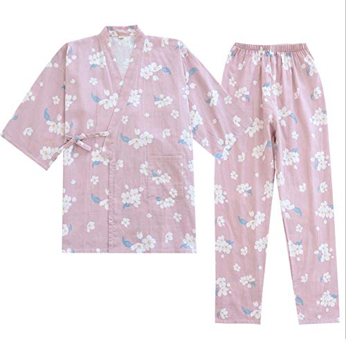 OWLONLINE Japanischer Kimono-Pyjama aus Reiner Baumwolle für Damen Größe L A14 von OWLONLINE