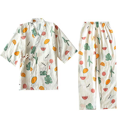 OWLONLINE Japanischer Kimono-Pyjama aus Reiner Baumwolle für Damen Größe L A2 von OWLONLINE