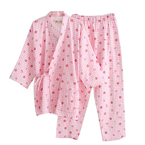 OWLONLINE Japanischer Kimono-Pyjama aus Reiner Baumwolle für Damen Größe L A26 von OWLONLINE