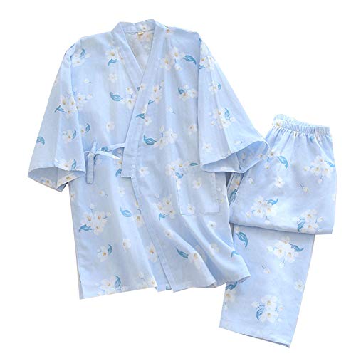 OWLONLINE Japanischer Kimono-Pyjama aus Reiner Baumwolle für Damen Größe M A11 von OWLONLINE