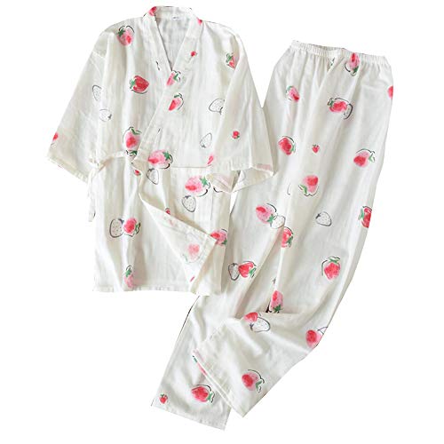 OWLONLINE Japanischer Kimono-Pyjama aus Reiner Baumwolle für Damen Größe M A15 von OWLONLINE