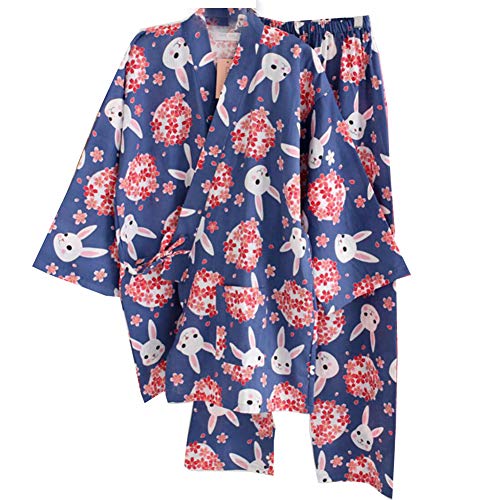 OWLONLINE Japanischer Kimono-Pyjama aus reiner Baumwolle für Damen Größe M A18 von OWLONLINE