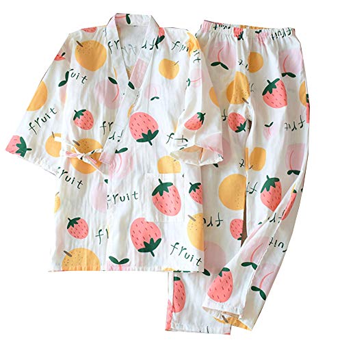 OWLONLINE Japanischer Kimono-Pyjama aus Reiner Baumwolle für Damen Größe M A5 von OWLONLINE