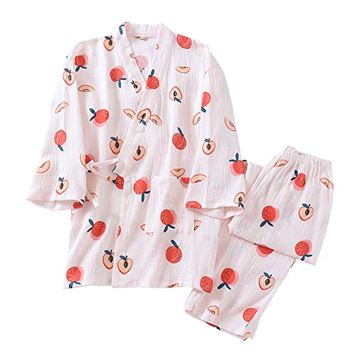 OWLONLINE Japanischer Kimono-Pyjama aus Reiner Baumwolle für Damen Größe M A6 von OWLONLINE
