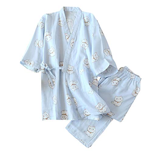 OWLONLINE Japanischer Kimono-Pyjama aus Reiner Baumwolle für Damen Größe M A9 von OWLONLINE