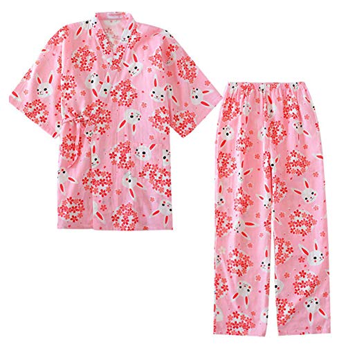 OWLONLINE Japanischer Kimono-Pyjama aus reiner Baumwolle für Damen Größe L A17 von OWLONLINE