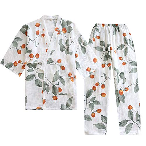 OWLONLINE Japanischer Kimono-Pyjama für Damen aus Reiner Baumwolle, Größe L A32 von OWLONLINE
