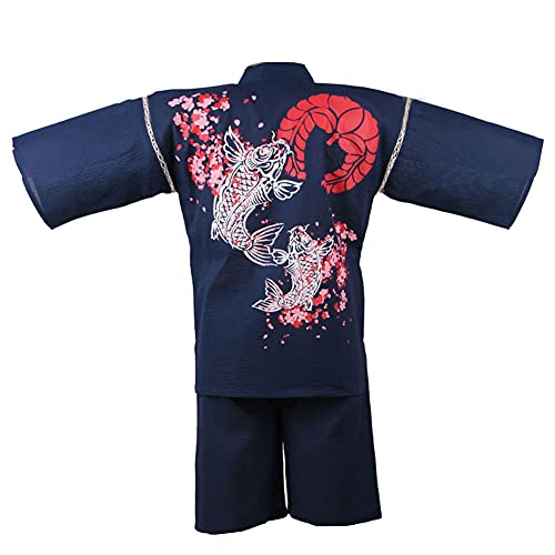 OWLONLINE Jinbei gedruckte japanische Kimono Set Feuerwerk Festival Yukata Pyjamas (Größe XL, A8) von OWLONLINE