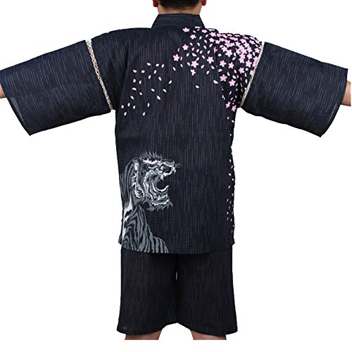 OWLONLINE Jinbei gedruckte japanische Kimono Set Feuerwerk Festival Yukata Pyjamas (Größe XL, B1) von OWLONLINE