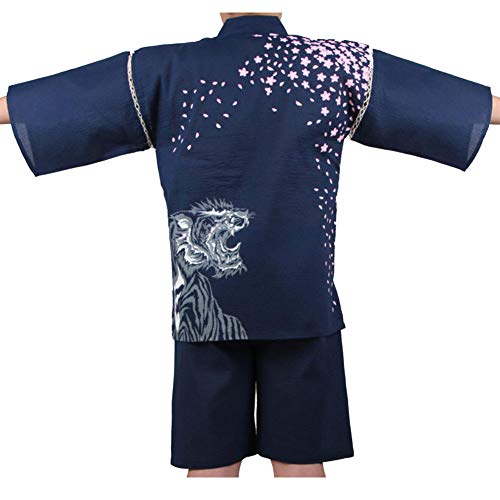 OWLONLINE Jinbei gedruckte japanische Kimono Set Feuerwerk Festival Yukata Pyjamas (Größe XL, B3) von OWLONLINE