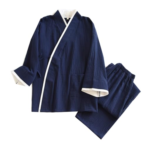 OWLONLINE Lockerer japanischer Kimono-Pyjama für Herren in Übergröße, Größe L -F2 von OWLONLINE