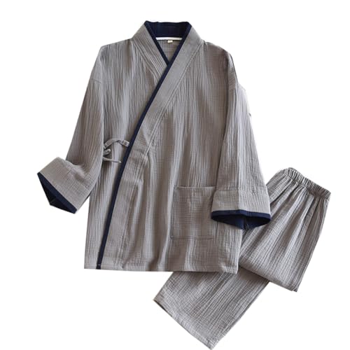 OWLONLINE Lockerer japanischer Kimono-Pyjama für Herren in Übergröße, Größe M -F1 von OWLONLINE