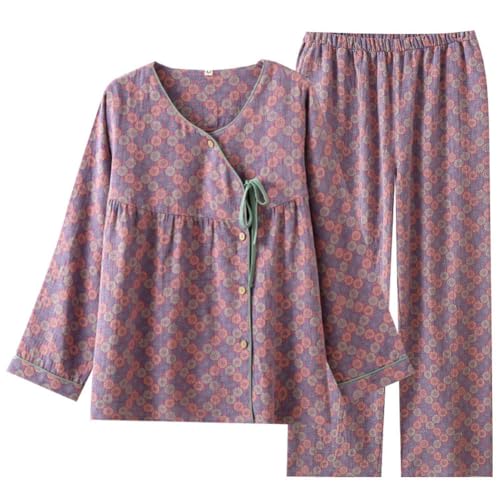 OWLONLINE Pyjama-Set aus Jacquard-Webart, japanischer Hanfu-Kimono-Pyjama-Anzug für Damen, Größe M – W20 von OWLONLINE