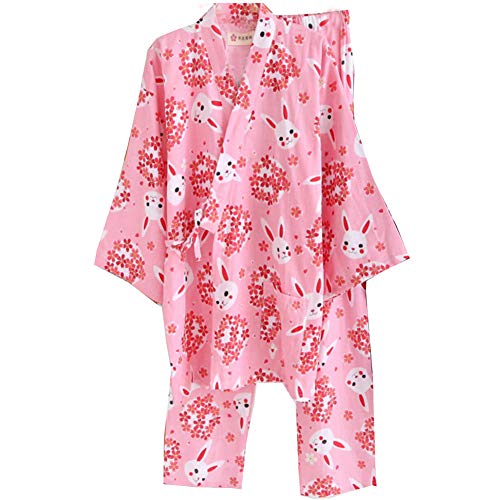 OWLONLINE Japanischer Kimono-Pyjama aus Reiner Baumwolle für Damen Größe M A17 von OWLONLINE