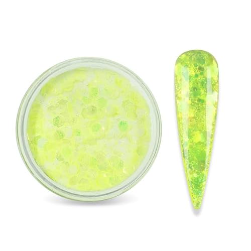 15 g Nail Art Acrylpulver, gemischte Meerjungfrau, sechseckig, klobige Glitzer-Pailletten für Nagel, erweiterte Builder-Skulptur, Gel-Nagellack, Maniküre von OWNPET