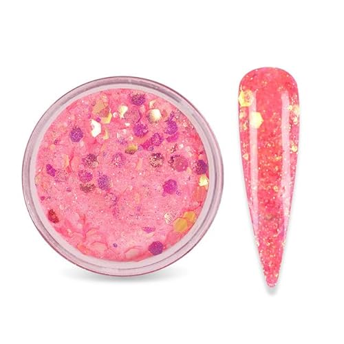 15 g Nail Art Acrylpulver, gemischte Meerjungfrau, sechseckig, klobige Glitzer-Pailletten für Nagel, erweiterte Builder-Skulptur, Gel-Nagellack, Maniküre von OWNPET