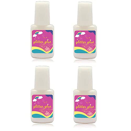 4 Pcs Glitzer Tattoo Kleber, 8ml Glitter Glue Pinselflasche,Hautkleber für Glitzertattoos,Körperkleber und Hautkleber für Glitzertattoos, für Halloween, Karneval, Motto-Party, Kostüm-Events (32ml) von OWOAOOwl