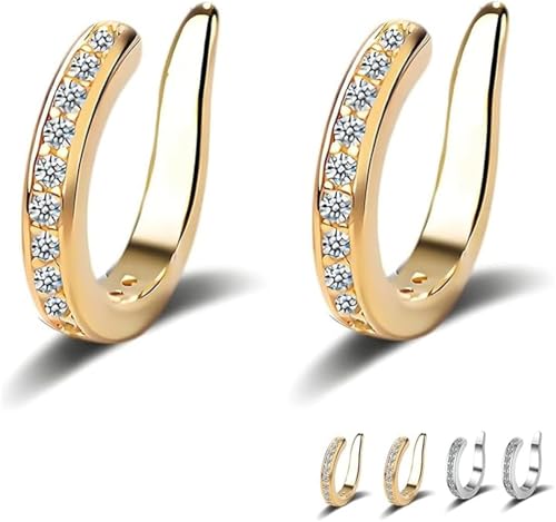 Zafiller Ear Clip,Fixura Ear Clips,Pierceless Ear Cuff Earrings for Women,Non Piercing Plated Ears Cuffs Non Pierced Clip on Cartilage Earring Adjustable Fake Earrings (Gold) von OWSEN