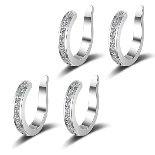 Zafiller Ear Clip,Fixura Ear Clips,Pierceless Ear Cuff Earrings for Women,Non Piercing Plated Ears Cuffs Non Pierced Clip on Cartilage Earring Adjustable Fake Earrings (Silver-2Pairs) von OWSEN