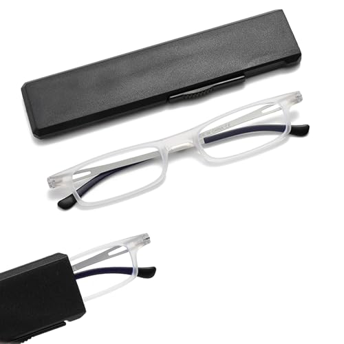 OWTXIS Ultradünne faltbare Lesebrille für Frauen Männer Kompakte TR90 Blaulichtblockierende Leser mit tragbarem dünnem flachem Etui (Durchsichtig, +2.50) von OWTXIS