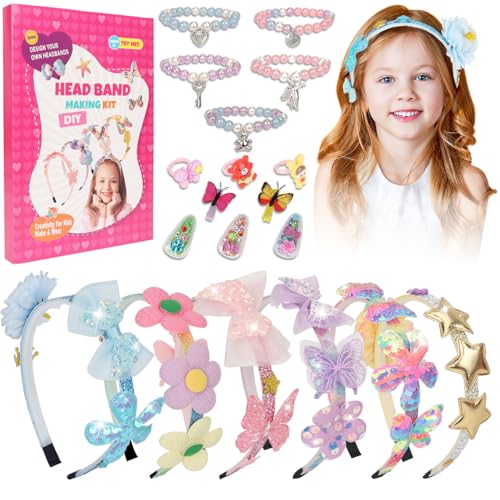 OWill Mädchenspielzeug Haarreifen Mädchen,Bastelset Kinder ab 6 jahre,Beinhaltet Haarbänder, Armbänder und Haarnadeln,haarschmuck kinder mädchen,geschenk mädchen ab 5-12 Jahre von OWill