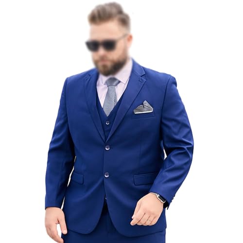 OXDDI Herrenanzüge, 2-teiliger Lockerer Formeller Business-Anzug in Übergröße, Klassische Hochzeitsblazerhose Mit Zwei Knöpfen XL-9XL,5XL, Blue von OXDDI