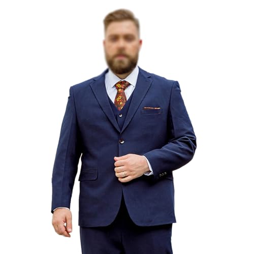 OXDDI Herrenanzüge, 2-teiliger Lockerer Formeller Business-Anzug in Übergröße, Klassische Hochzeitsblazerhose Mit Zwei Knöpfen XL-9XL,6XL, Navy von OXDDI