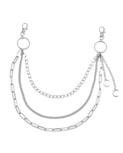 OXDOHUE 1 Stück Punk Damen Hosenkette, der Hip Hop Kette Mond Jeanskette Hose Kette für Mädchen/Damen Hose von OXDOHUE