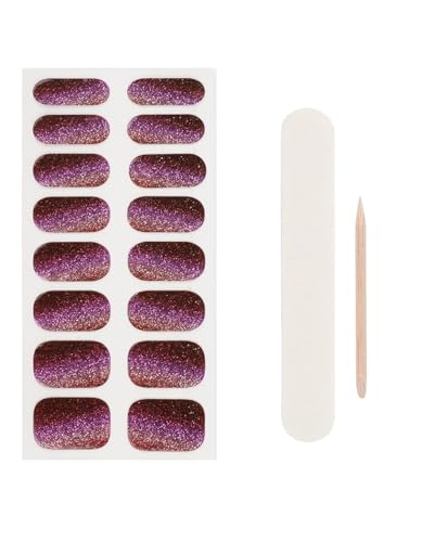 OXDOHUE 16 pcs Nagelfolie UV Härtend Gelnagelfolie UV Nagelaufkleber DIY Nagelsticker Nagel UV Rot Selbstklebend Nail Wraps Kunst Nagel Dekoration für Frau Damen - Rosa von OXDOHUE