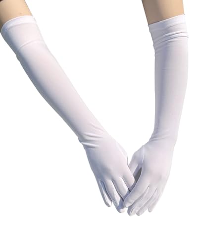 OXDOHUE Lange Tüll Handschuhe für Damen Nahtlose Handschuhe Elastische Ellenbogen Opern Armstulpen für Damen Hochzeit Party im Freien Oper Halloween Kostüm 1920er Jahre Tanzhandschuhe von OXDOHUE