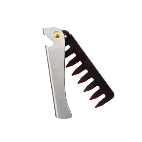 MIUYTRN Kopf Kamm Barber Edelstahl Griff Falten Breite Zähne Männer Kamm Friseur Haar Modellierung Styling Kamm Tragbare Vintage cuicui(Silvery L) von OXGQDTDQ