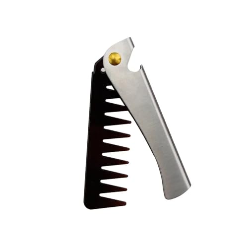 MIUYTRN Kopf Kamm Barber Edelstahl Griff Falten Breite Zähne Männer Kamm Friseur Haar Modellierung Styling Kamm Tragbare Vintage cuicui(Silvery S) von OXGQDTDQ