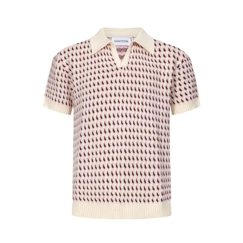 OXKnit Poloshirt Herren Kurzarm Vingate 70er Gestrickte Golf Shirts Casual Summer Polohemd für Männer von OXKnitstore