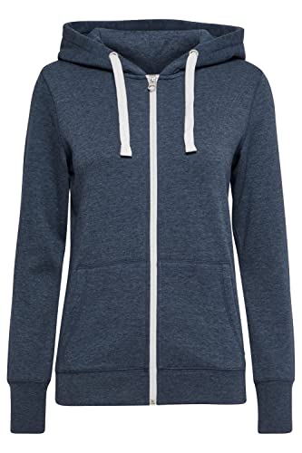 OXMO OXOlinda Damen Sweatjacke Kapuzenjacke Hoodie mit Kapuze Zip-Hoodie Zip-Jacke meliert mit Reißverschluss in Kontrastfarben Dicke Kordeln, Größe:L, Farbe:INS Blue M (798991) von OXMO