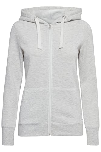 OXMO OXOlinda Damen Sweatjacke Kapuzenjacke Hoodie mit Kapuze Zip-Hoodie Zip-Jacke meliert mit Reißverschluss in Kontrastfarben Dicke Kordeln, Größe:M, Farbe:Oyster Gray Melange (1411071) von OXMO