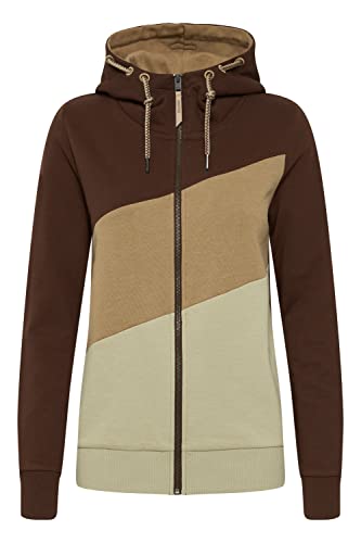 OXMO Aggi Damen Sweatjacke Kapuzenjacke Hoodie mit Kapuze, Größe:XS, Farbe:Chicory Coffee (191419) von OXMO