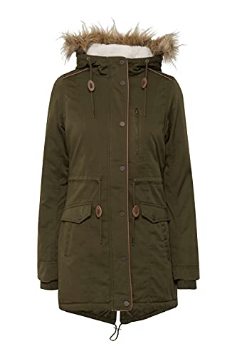 OXMO Anna Damen Winterparka Parka Mantel mit Fellkapuze und Teddy-Futter, Größe:M, Farbe:IVY Green (793797) von OXMO