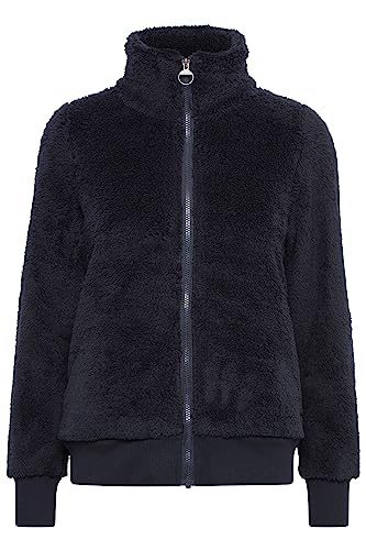 OXMO Anneka Sweatjacke Damen Jacke mit Teddyfutter außen kurz mit Stehkragen, Größe:S, Farbe:Total Eclipse (194010) von OXMO